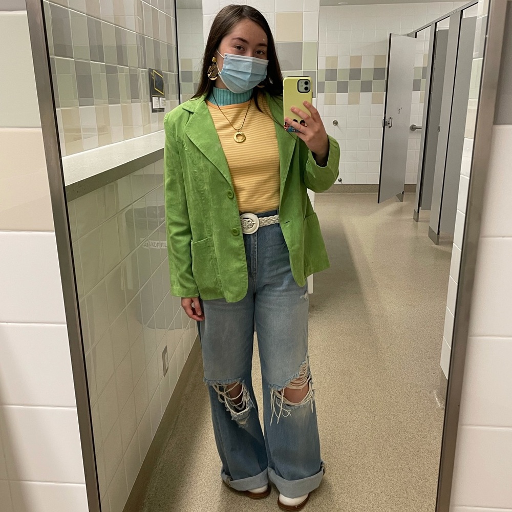 • vintage vegan ultra suede green blazer •